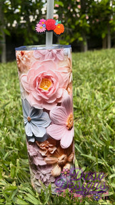 3D Flowers tumbler